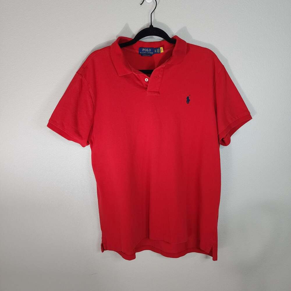 Polo Ralph Lauren Men's Custom Slim Fit Mesh Polo Shirt Red‎ XL - Picture 2 of 5